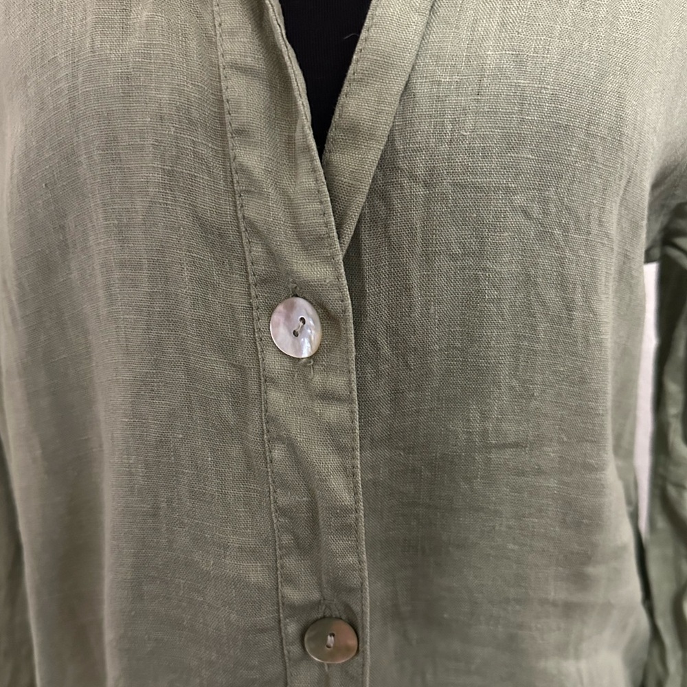 Zara Linen Button front shirt midi dress Sage Green - XS - Picture 5 of 9